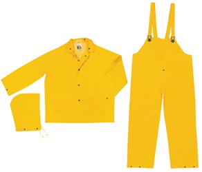 <br>$6.00 Each<br><br>3-Piece Waterproof Yellow Rain Suit: Rain Jacket, Detachable Hood and Bib Pants - Specials